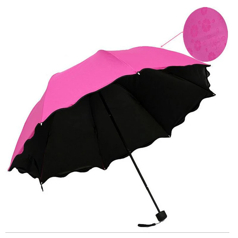 Женский складной зонт с изображением цветов ветрозащитный компактный ручная