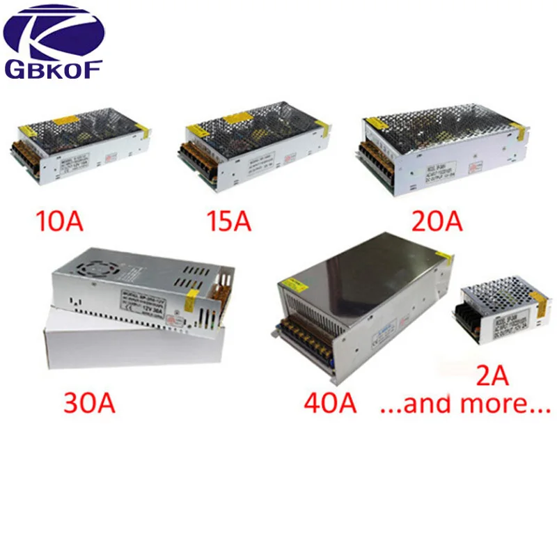 Питание DC 12V 1A 2A 3A 5A 10A 12A 15A 20A 30A светильник ing трансформатор для Светодиодные ленты