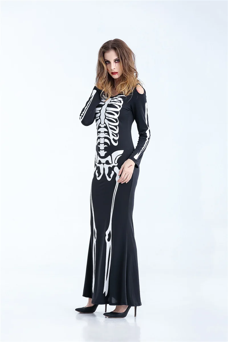 2017 хэллоуин костюм Скелета призрак dress труп женщины Dress Ночь DS сценические