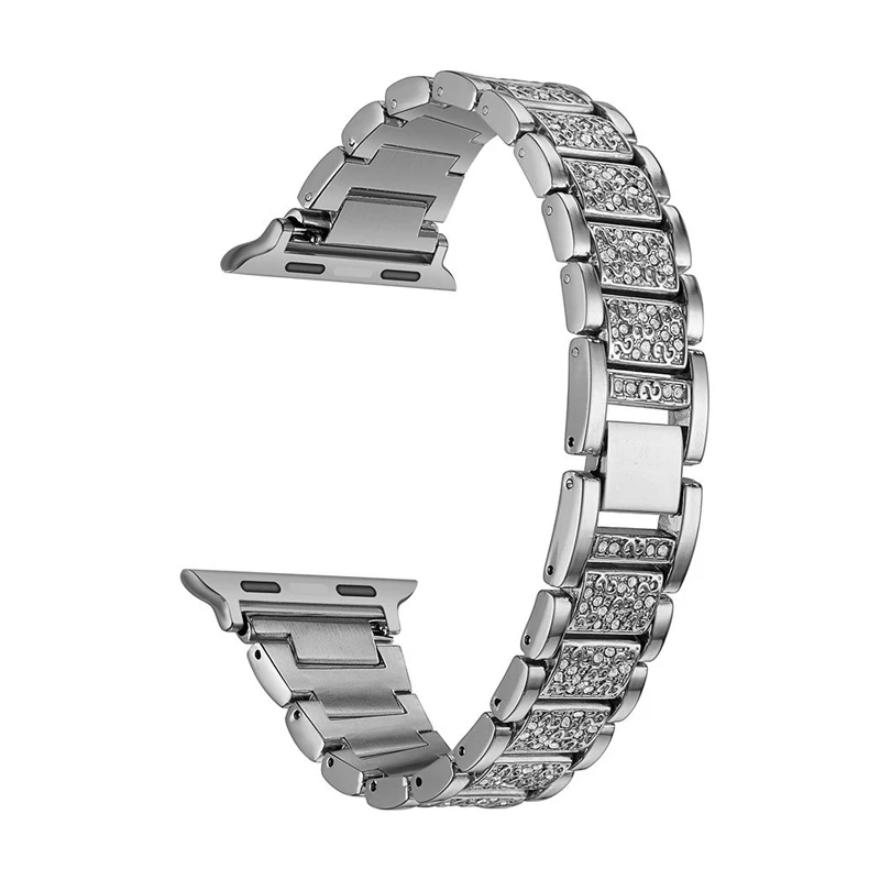 silver Женский ремешок для Apple Watch, ремешок 40 мм, 44 мм, iWatch, ремешок 38 мм, 42 мм, браслет из нержавеющей стали, ремешок для Apple watch 5, 4, 3, 21, 38, 40 - Цвет ремешка: silver