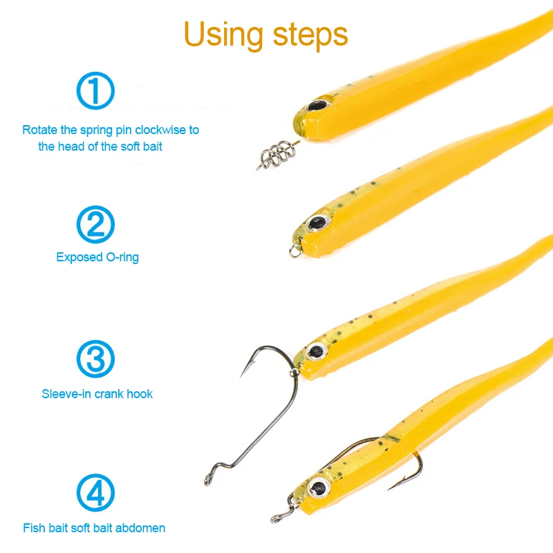 

LEO 50PCS/Bag 14mm Stainless Steel Soft Bait Pin Lure Fishing Pin Spring Fixed Lock