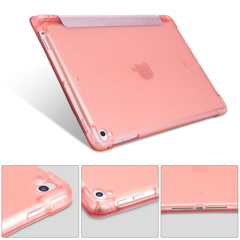 Universal Simple Silicon Clear Back Shell Leather Case for iPad 9.7 inch 2018 Foldable Stand Smart Cover With Pen Tray | Компьютеры и