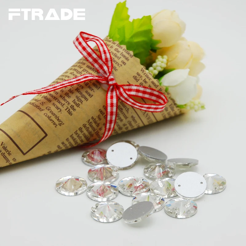 Высококачественные круглые прозрачные стразы Rivoli пришивные с плоским