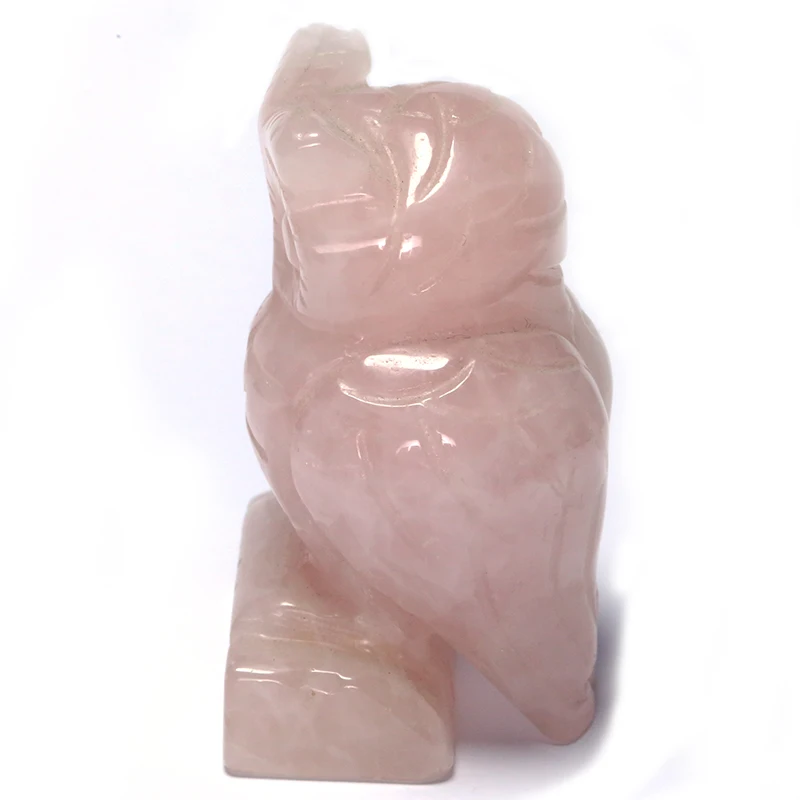 Розовый камень сова статуя ручной работы порошок кристалл животное резной орел