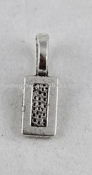 

200PCS Tibetan Silver Color glue on bail cabochon settings rectangle charms 12mm A12362