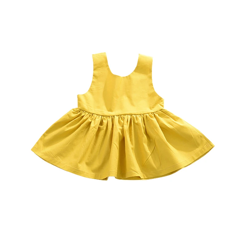 2017 г. Желтые однотонные платья Слипоны для девочек однотонное платье майка без