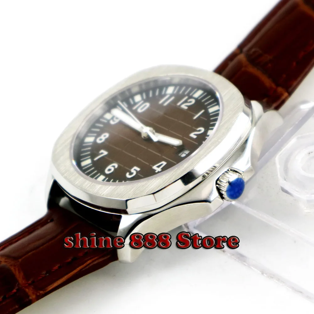 Стерильные мужские часы Bliger коричневого цвета дата циферблата 39 мм сапфировое