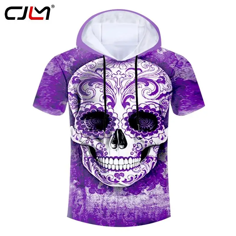 CJLM дропшиппинг футболка с рисунком черепа капюшоном для мужчин летний крутой