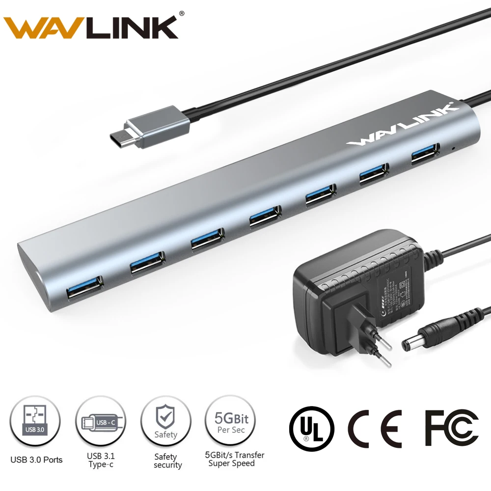 Wavlink Супер Скоростной USB 3 1 Type C на 7-портовый беспроводной 0 концентратор