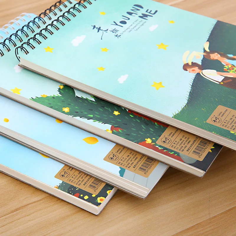 Coloffice Kawaii A4 мультфильм пустой этюдник катушка Doodle картина Notebook 100 листов школьные