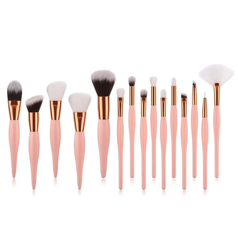 15PCS 8/12/15 шт. Профессиональный набор кистей для макияжа Pincel Maquiagem основа порошок Косметика, смешивание розовый макияж кисти Красота - Handle Color: 15PCS