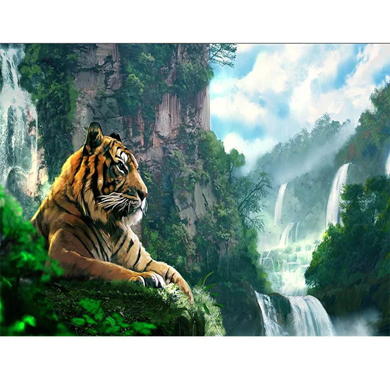 5D Tiger Animals Picture Diy Diamond Mosaic Painting Cross Stitch Embroidery Home Decor | Дом и сад