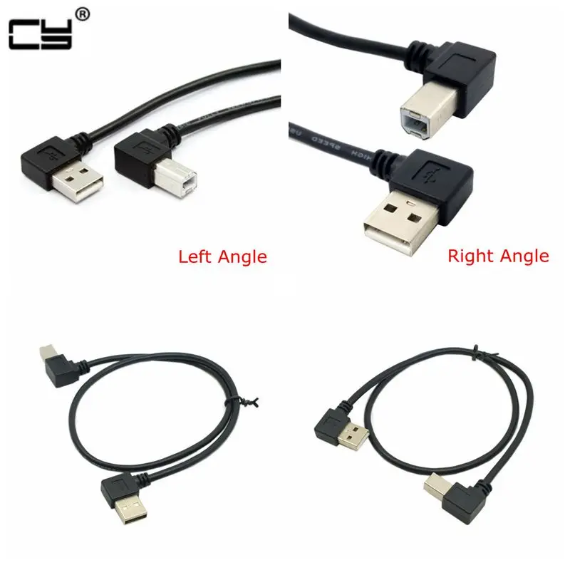 Правый и левый угол USB 2 0 A папа на B Тип BM сканер для принтера под прямым углом 90