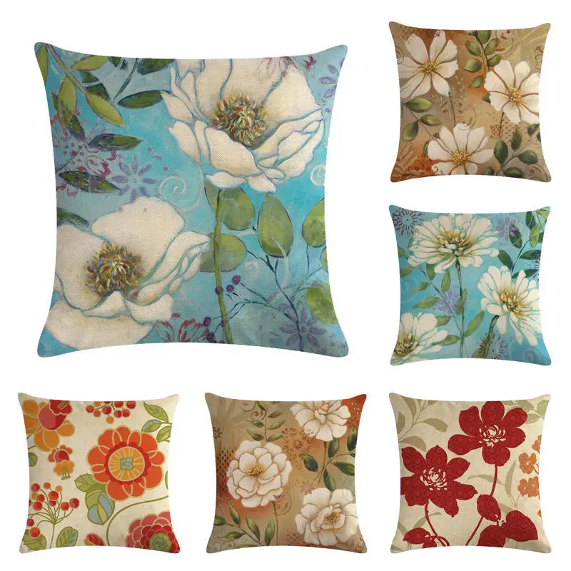 

45x45cm Printed Flower Family Cushion Cover Soft Plush Pillow Case Home Room Office Decoration Back Throw Sofa Cushion Cover