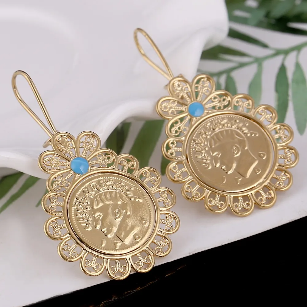 

Iran Coin Earrings For Women Gold Color Jewelry Earring Iranian Jewelry Arab Coins Middle East Jewelry