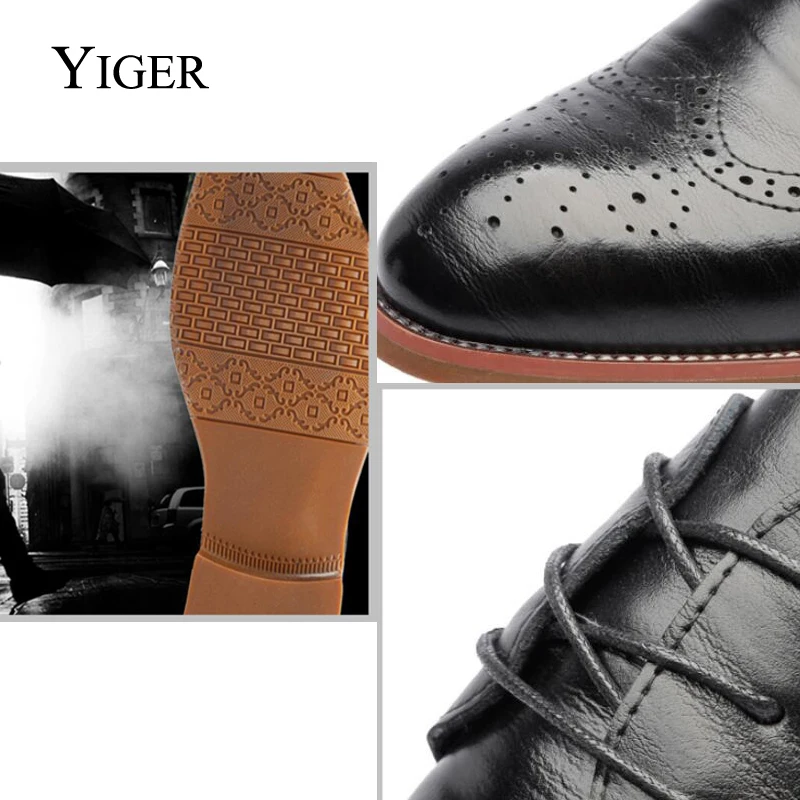 YIGER/Новинка; классические мужские деловые официальные туфли; Мужские модельные туфли-оксфорды с острым носком в стиле ретро; дизайн «Bullock»; британский стиль; 0036