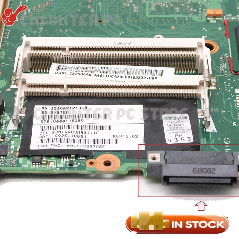 Материнская плата NOKOTION V000125160 6050A2171301 MB A02 для ноутбука toshiba Satellite A300 A305 965PM DDR2 с