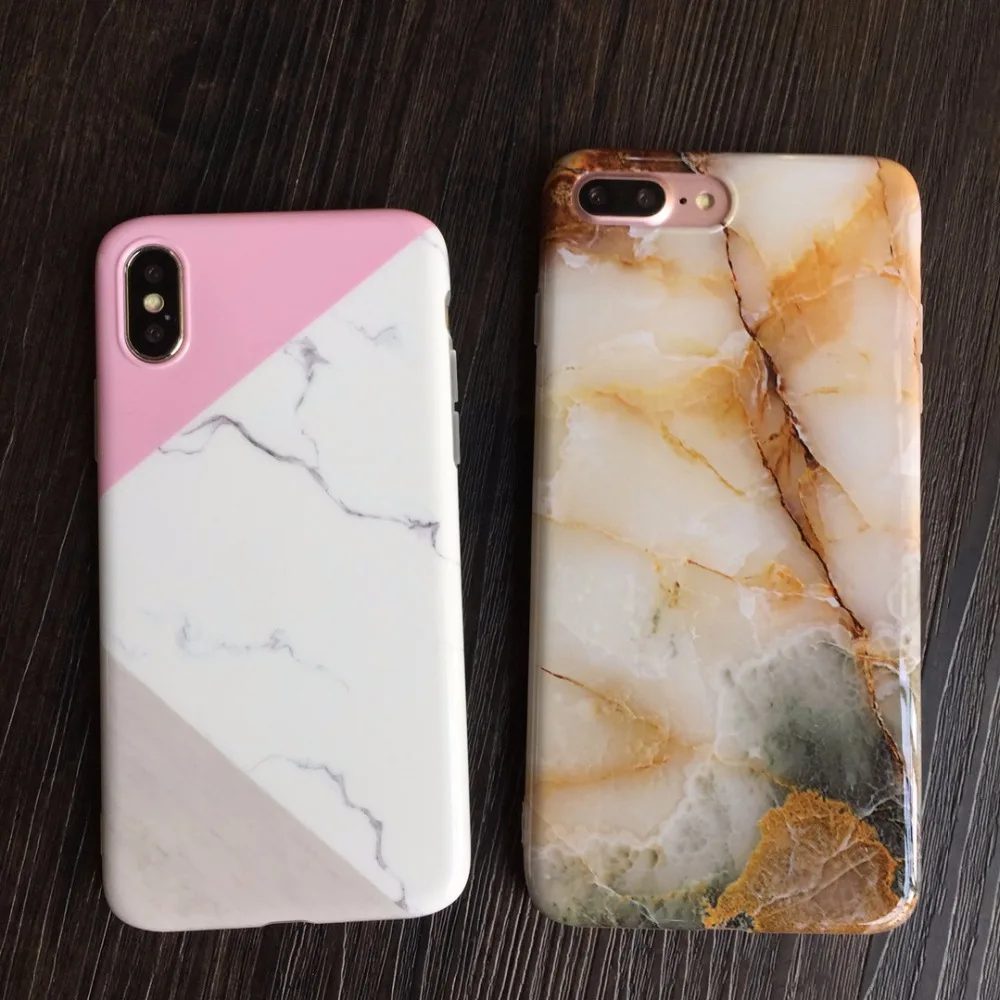 Kerzzil For iPhone X 7 6 6S 8 Case Glossy Marble Stone Pattern Soft Silicone Cases Plus Cover Capa |