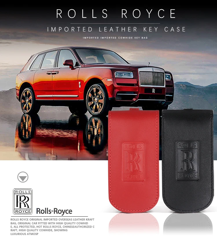 Чехол для ключей Rolls Royce Cullinan, кожаный значок, чехол для ключей SUV, сумка для ключей с логотипом автомобиля, кожаное кольцо для ключей