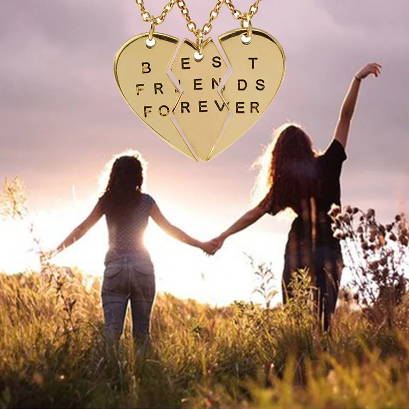 Колье ожерелье c подвеской сердца кулоны для троих друзей навсегда Чокер женщины