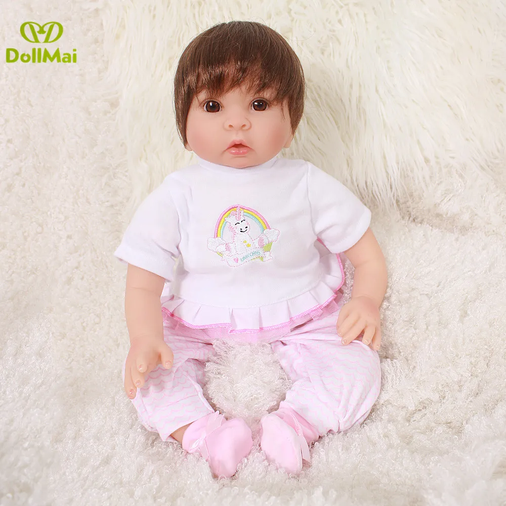 DollMai 20Inch 50cm Silicone Reborn Baby Dolls Alive Adorable Lifelike Toddler Kids Toy Bebe Boneca reborn Birthday Gift | Игрушки и