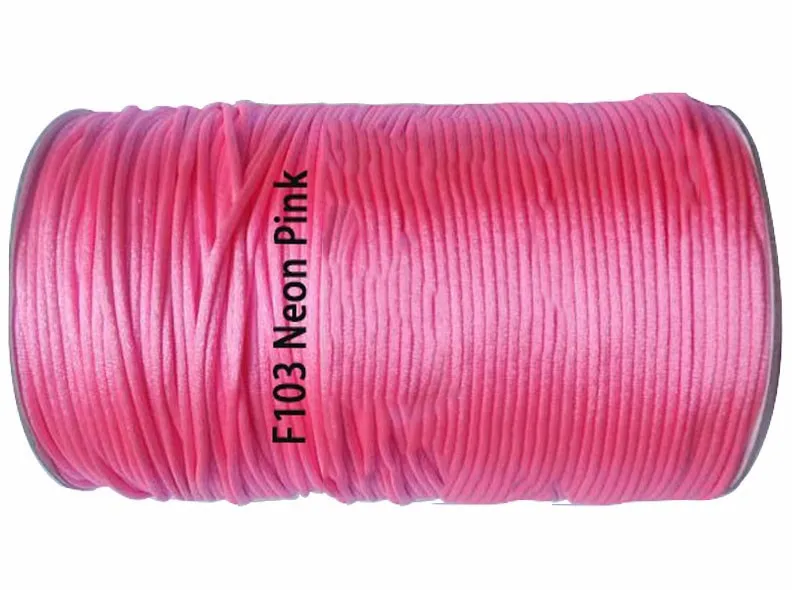 F103 Neon Pink 3 мм сатиновый нейлоновый шнур+ 120 м/рулон/лот-DIY Ювелирная нить веревка макраме браслет Изготовление Бисероплетение струны аксессуары - Цвет: F103 Neon Pink