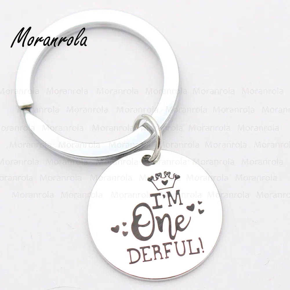 New arried&quot I'M One DERFUL&quot Copper necklace Keychain charm 1st Birthday keychain Boy Girl Kids DIY Crowns gift | Украшения и
