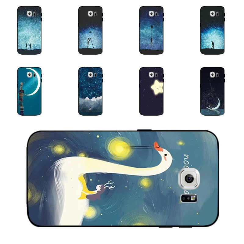 DIY чехол для телефона Samsung Galaxy S6 черный мягкий из ТПУ G9200 G925 ультра тонкий с узором