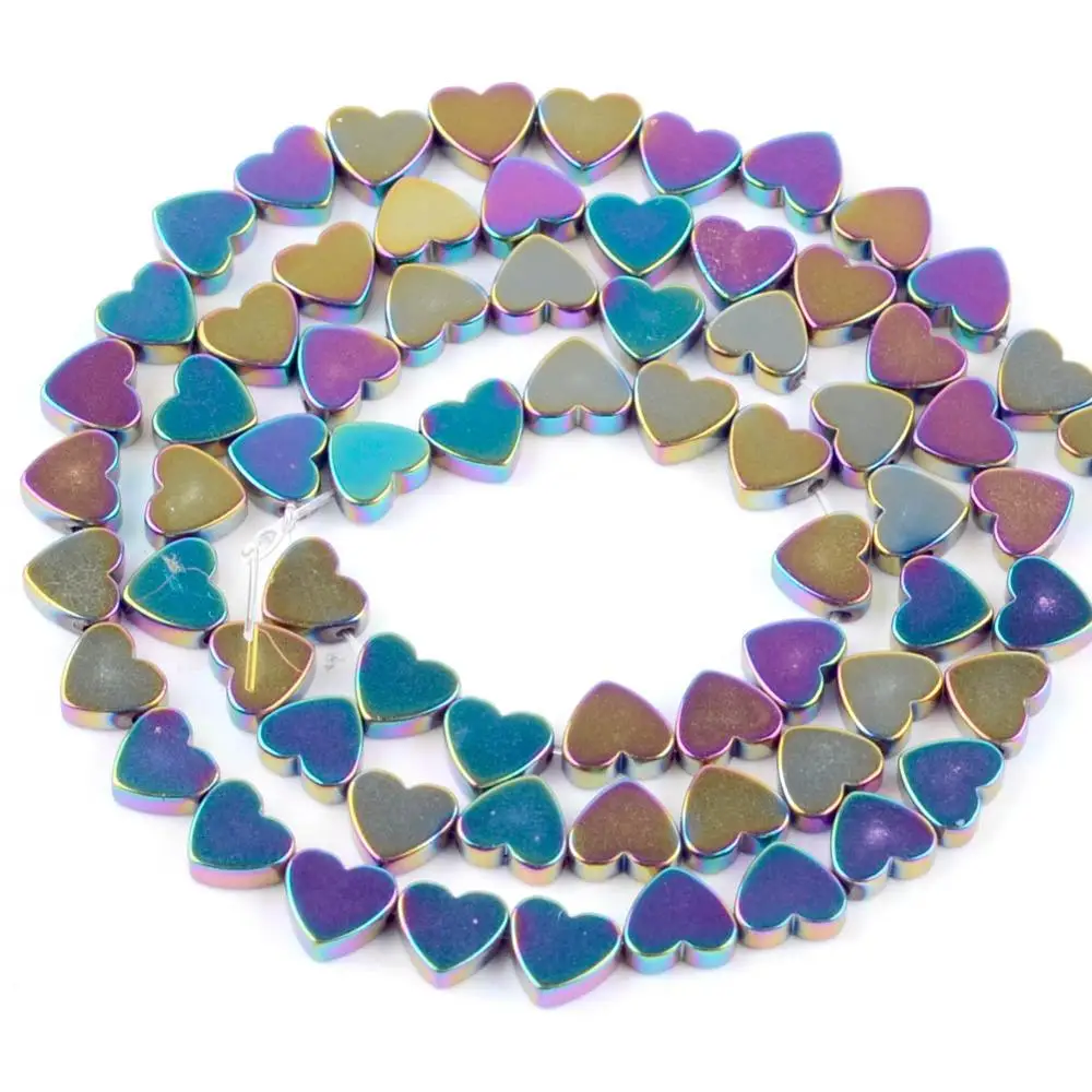 6x5mm 16K Multicolor Натуральный розовый золотой черный гематит камень бусины аксессуары 4 мм-10 мм Сердце Круглый Шарм бусины для самостоятельного изготовления ювелирных изделий Браслеты 15" - Цвет: 6x5mm 16K Multicolor