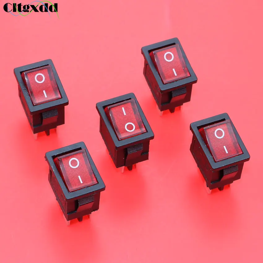 Cltgxdd 10 шт. Красный кнопочный переключатель 11x17 мм 4 контакта AC 6A 250 В/10A 125 В вкл./выкл. Красный светодиодный переключатель