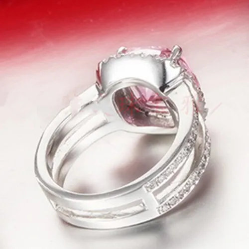 

Solid White Gold Ring 3CT Diamond Engagement Brand Jewelry Promotion Price Double Setting Cushion Halo Ring for Bride