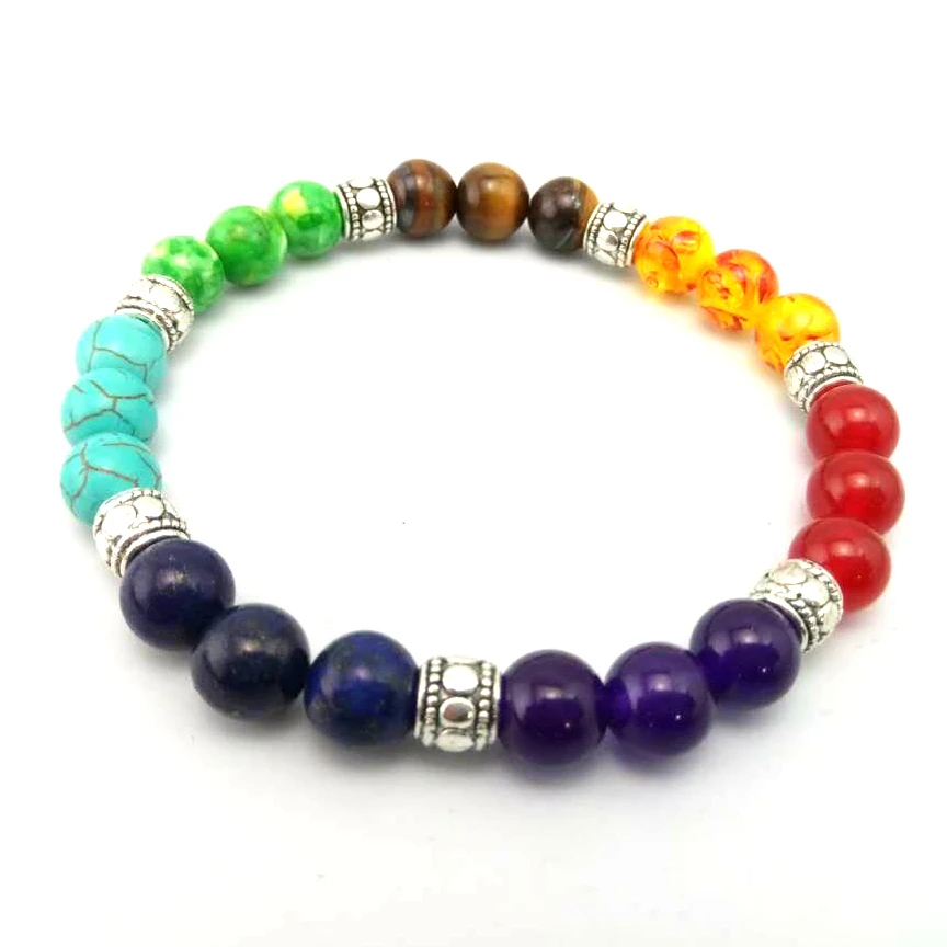 

Yoga 7 Chakras Bracelets For Women 2017 Sparkling Crystal Four Colors Healing Balance Beads Nature Stone Bracelets