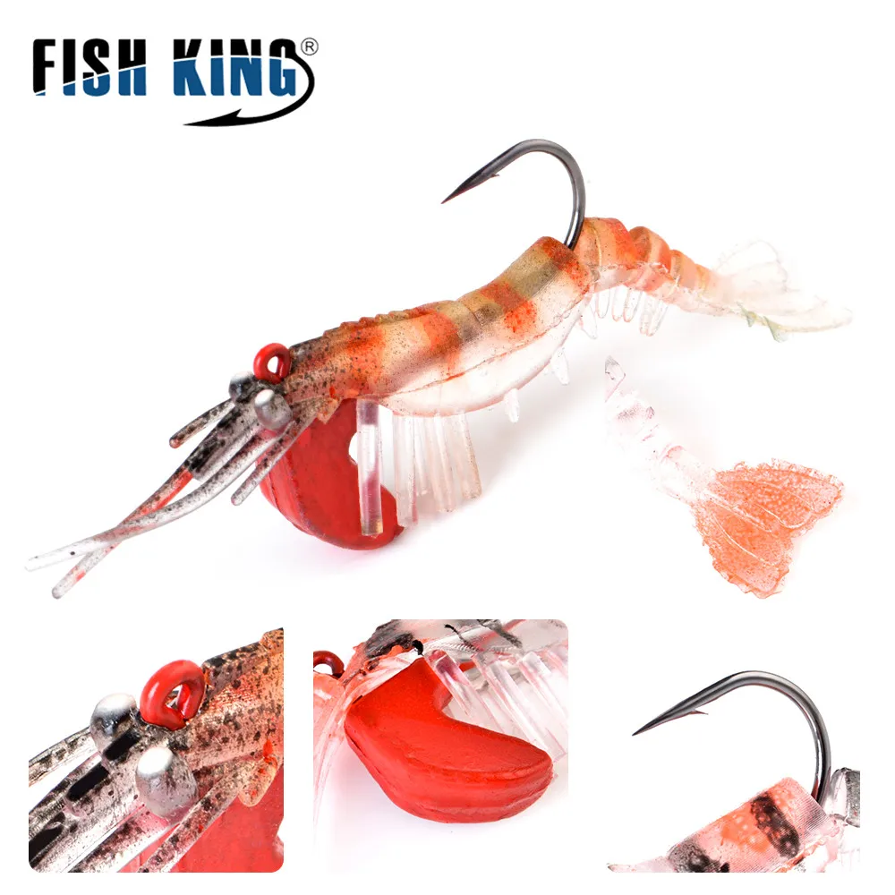 Рыбы король 7/14.5g мягкие рыболовные приманки Искусственные Креветки с Jig Head 7 см/10