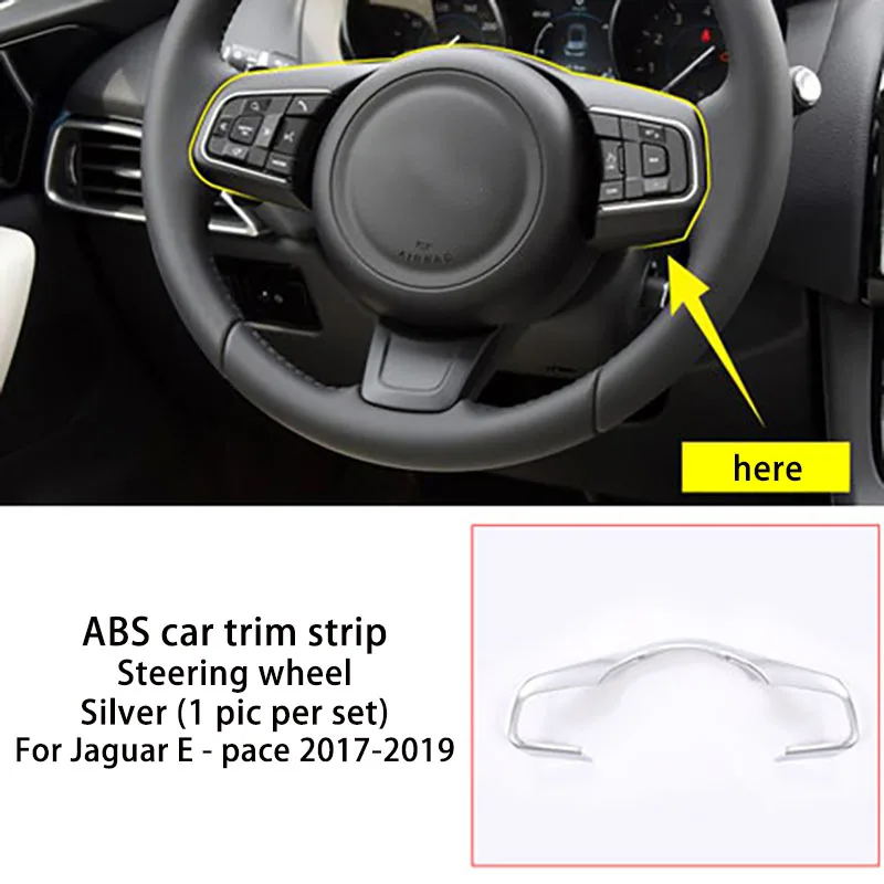 Черный ABS покрытие рулевого колеса панель Крышка автомобиля аксессуары для Jaguar E-pace - Название цвета: Черный