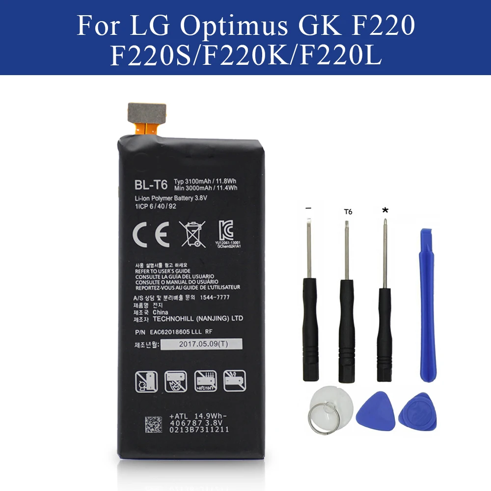 Высококачественная BL T6 батареи для LG Optimus GK F220 F220S F220K F220L 3000/3100 mAh BLT6 Li Ion