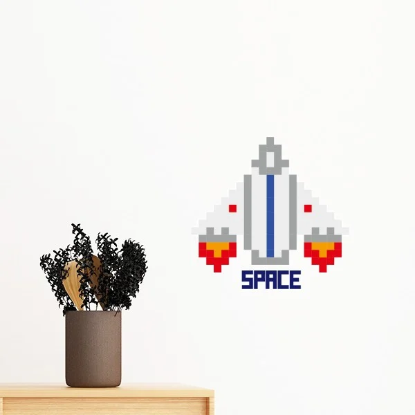

Space Ship Take Off Universe Pixel Removable Wall Sticker Art Decals Mural DIY Wallpaper for Room Decal