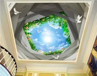 3d wallpaper blue sky and white clouds ceiling background modern mural for living room 3d photo wallpaper