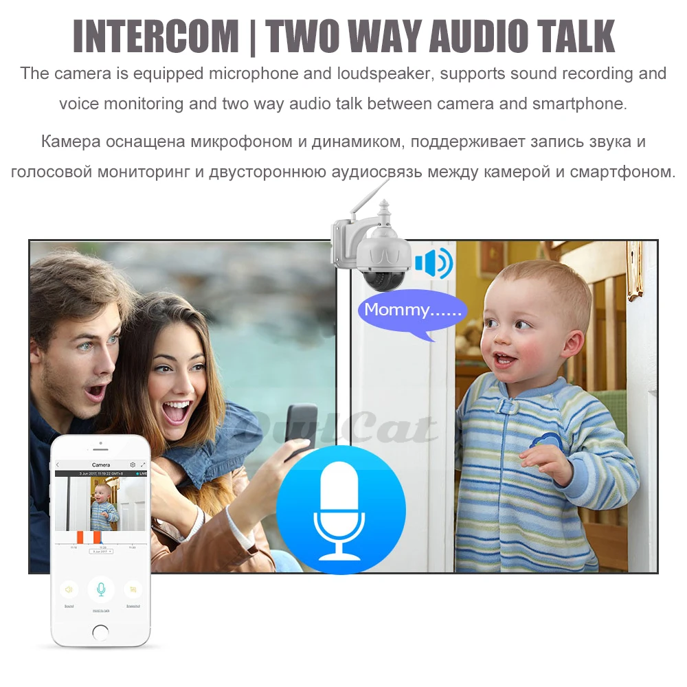 Скидка Беспроводная IP-камера, металлическая купольная Wi-Fi, PTZ, уличная камера, автоматическое отслеживание, микрофон, динамик, аудио, разговор, 5MP, 5-к...