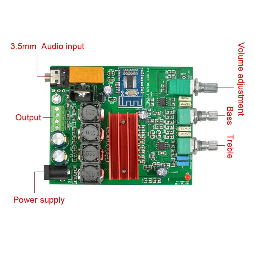 Aiyima TPA3116D2 2.0 Digital Audio Amplifier Board 50W*2 Dual Channel Bluetooth 4.2 DIY Speaker Home Theater | Электроника