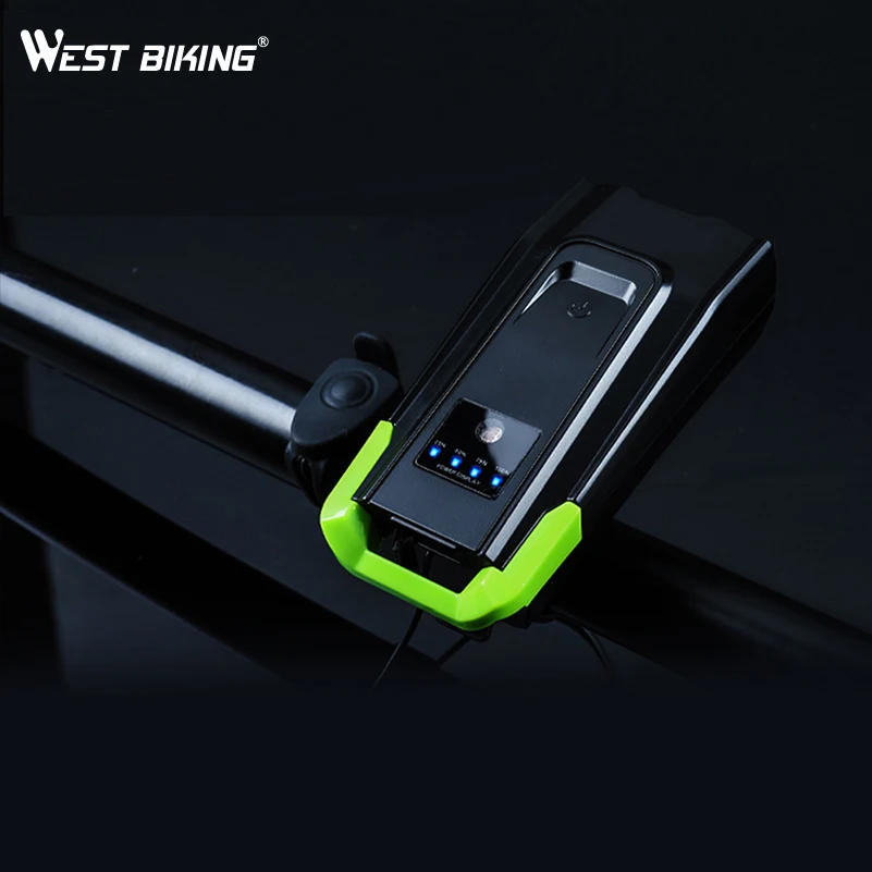 WEST BIKING Двухламповая велосипедная лампа 4000 мА/ч зарядка через USB передняя для