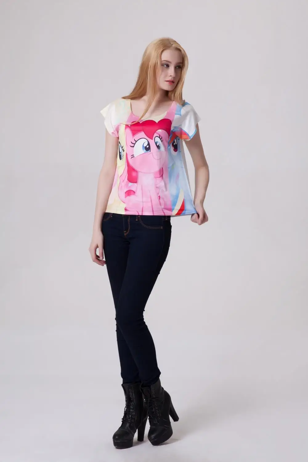 3D немного ковбои печать T рубашки женщины футболки женщина tshirt одежда свободного