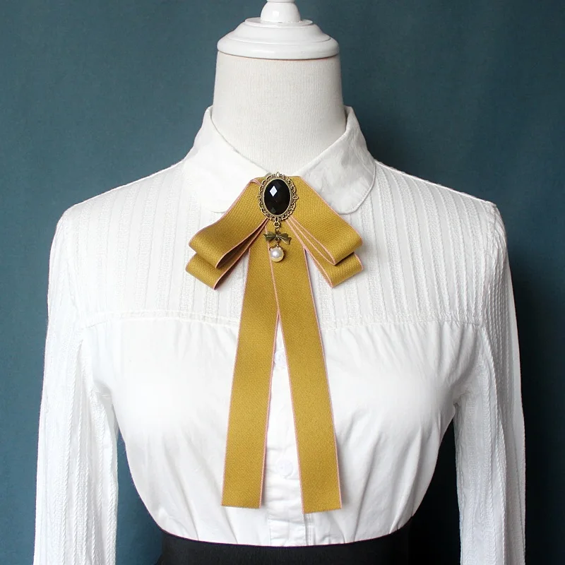 Ribbon Bowtie Британская Мужская и женская рубашка унисекс с воротником на шее, галстук-бабочка из ленты, Ретро стиль, для девушек, сплав, Бабочка, костюмы для свадебной вечеринки, Униформа, галстук-бабочка с кристаллами - Цвет: Ribbon Bowtie