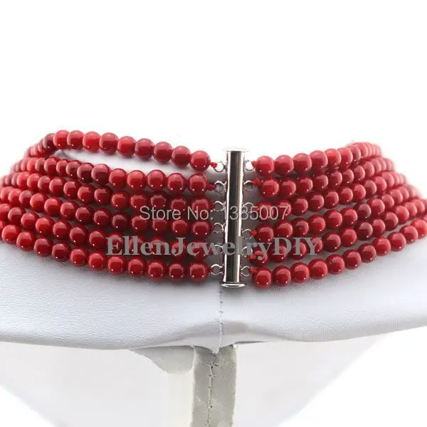 Beautiful 6 Row hot Jewelry Set Red Coral Necklace Birthday Gift Bridesmaid Statement | Украшения и аксессуары