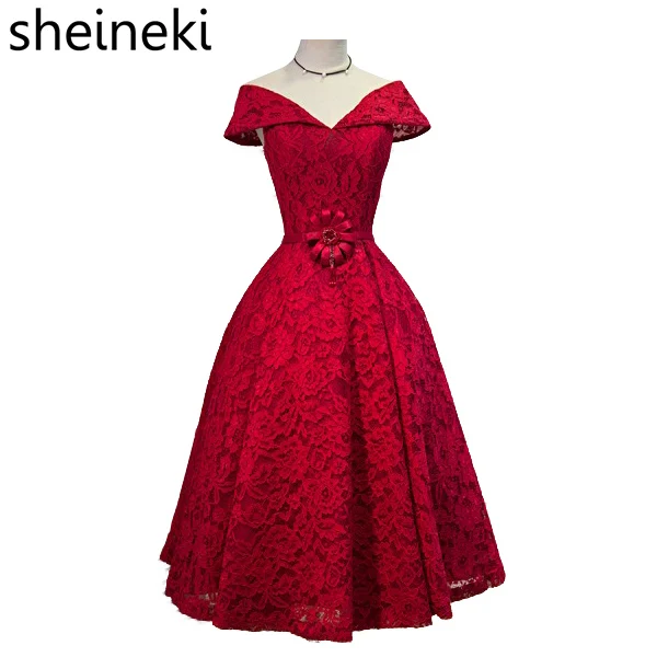 Индивидуальный заказ 2017 Бургундия Scoop шеи Полное Кружева Вечерние платья Иллюзия