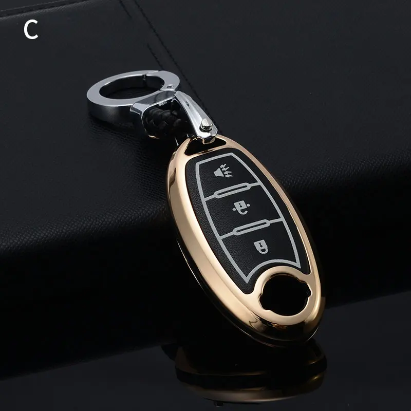 C Model Gold Цинковый сплав Обложка брелока Чехлы для Nissan Versa Maxima Altima Rogue Armada Sentra Мурано для Infiniti FX35 QX60 Smart - Название цвета: C Model Gold