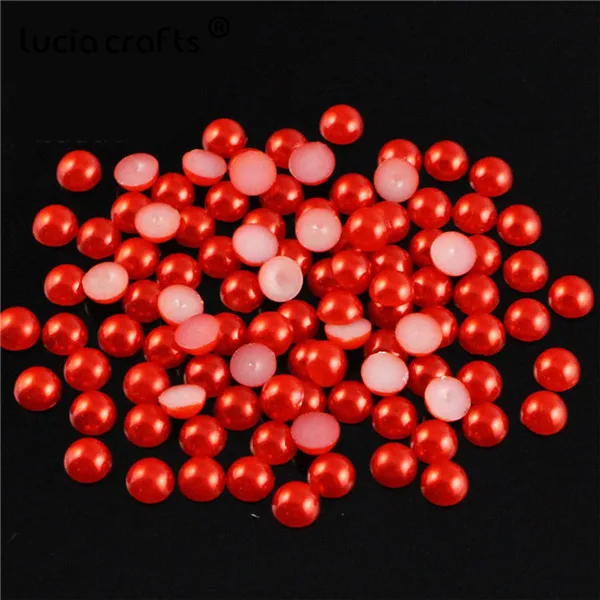 Red 550pcs Lucia crafts 550 шт/1100 шт 5 мм многоцветные поделки ABS искусственный жемчуг полукруглый плоский с оборота жемчуг DIY аксессуары F0907 - Цвет: Red 550pcs