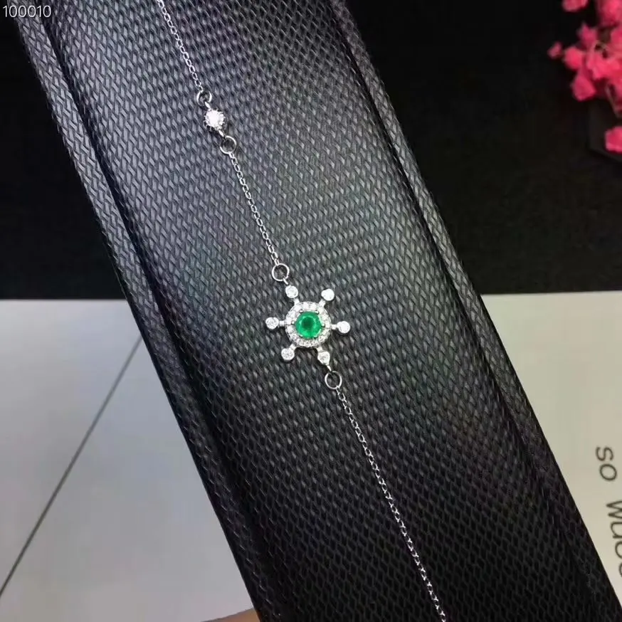 Natural emerald bracelet 925 sterling silver Fashion style Emerald Precious stones | Украшения и аксессуары