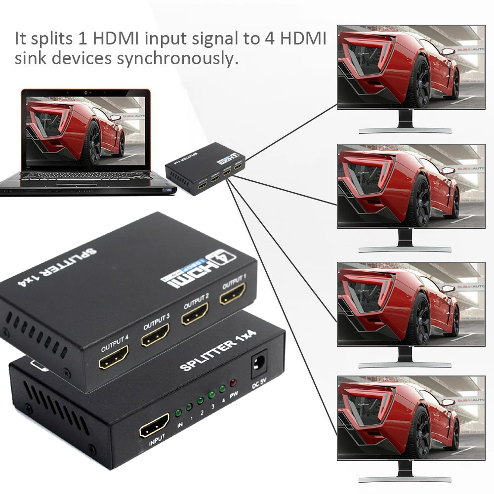 AIXXCO 4 K HDMI Splitter видео Full HD 1080 p коммутатор 1X2 1X4 двойной Дисплей для HDTV DVD PS3 Xbox|Кабели