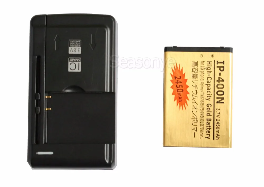 Seasonye 2450mAh IP 400N Золотая запасная батарея + универсальное зарядное устройство для LG