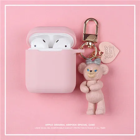 pink Медведь Даффи декоративный силикон чехол для Apple Airpods чехол Аксессуары Защитный чехол Bluetooth наушники чехол Брелок Подарки - Цвет: pink
